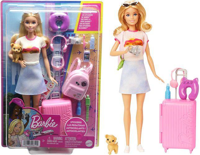 Imagem de Boneca Articulada Barbie Dia de Viagem Com Pet e Acessórios - Barbie Viajante Fashion - Dreamhouse - Mattel - HJY18