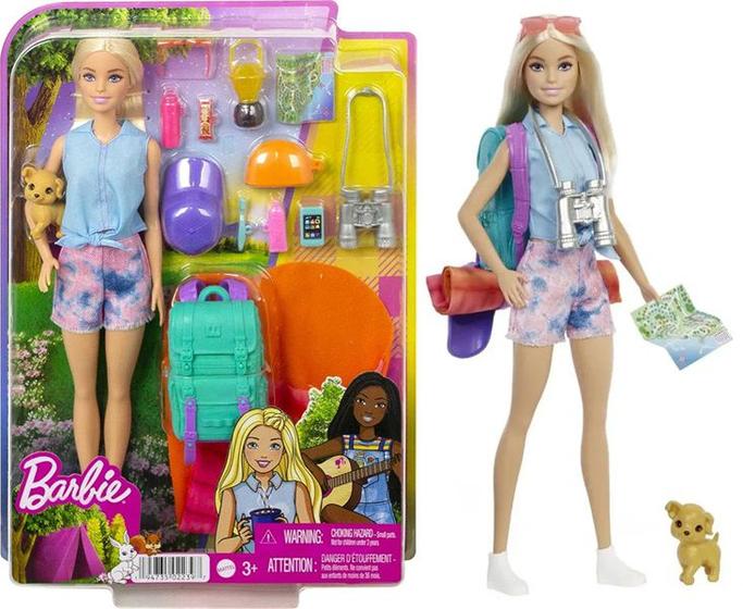Imagem de Boneca Articulada Barbie Malibu Dia de Aventura no Acampamento Com Pet e Acessórios - Mattel - HDF73