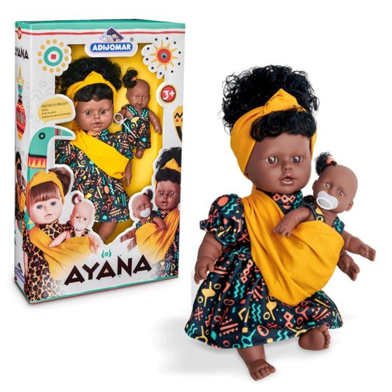 Boneca Ayana Negra com Turbante Mãe e Filha Adijomar Menor preço em Boneca Ayana Negra com Turbante Mãe e Filha Adijomar