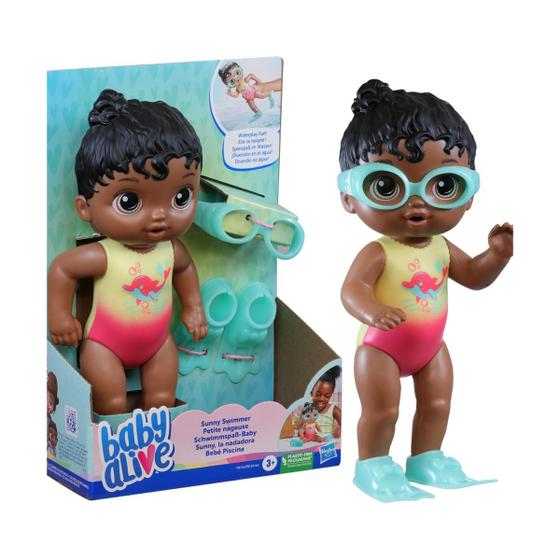 Imagem de Boneca Baby Alive Sunny Swimmer Bebe Piscina Negra Hasbro