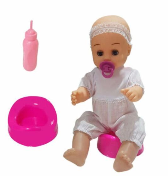 Imagem de Boneca Baby Anny Xixi: Brinquedo Completo com Mamadeira, Chupeta e Penico - Brinquedos Rondon