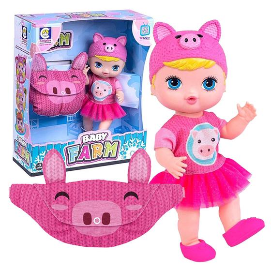 Imagem de Boneca Baby Farm Porquinho Com Bolsinha - Cotiplás