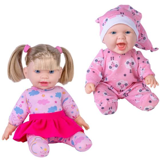 Imagem de Boneca Baby Fofura Com Touca E Bonequinha Com Cabelo Macia E Fofinha Feita Em Vinil 32cm Cotiplás