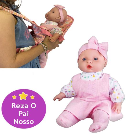 Imagem de Boneca Baby Minha Primeira Oração Judy e Canguru Ergonômico