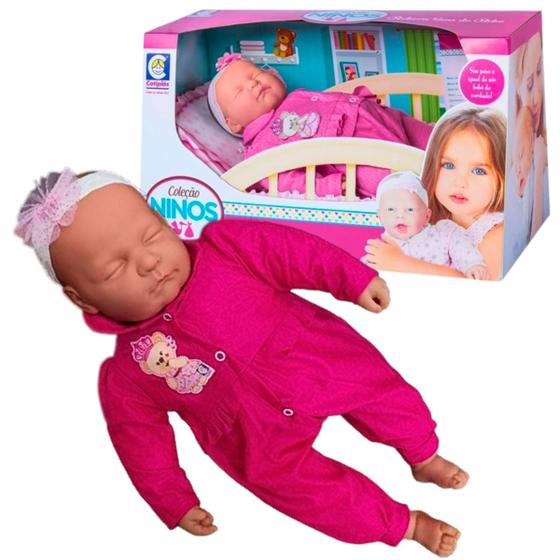 Imagem de Boneca Baby Ninos Infantil Bebê Reborn 50cm Para Meninas e Meninos Articulado Peso de Bebezinho