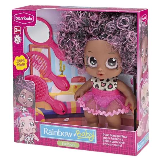 Imagem de Boneca Baby Rainbow Fashion Negra Bambola