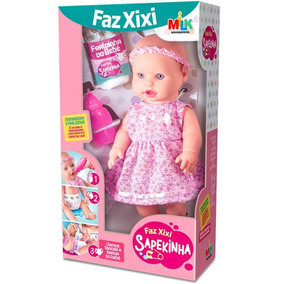 Imagem de Boneca Baby Sapekinha Faz Xixi De Verdade Fralda Mamadeira