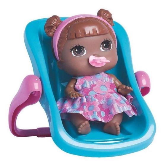 Imagem de Boneca Babys Collection Mini Bebê Conforto Negra - Super Toys