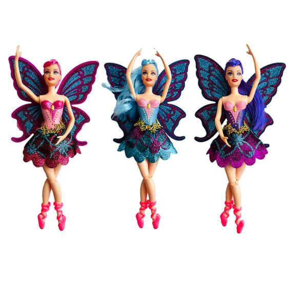 Imagem de Boneca Bailarina Fada Articulada Faz Movimentos Reais de Balé Azul Rosa ou Lilás