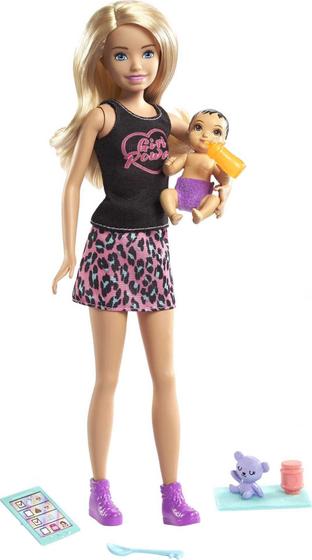 Imagem de Boneca Barbie Babá com Bebê e Acessórios - 9 Polegadas - 3 a 7 Anos