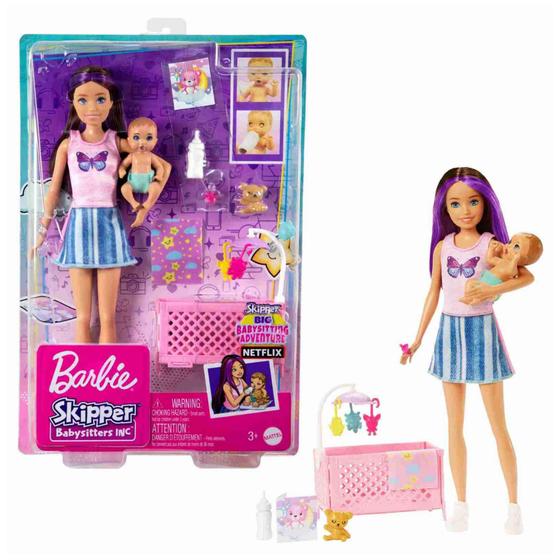 Imagem de Boneca Barbie Babá Skipper Conjunto Hora de Dormir - Mattel - 194735098262