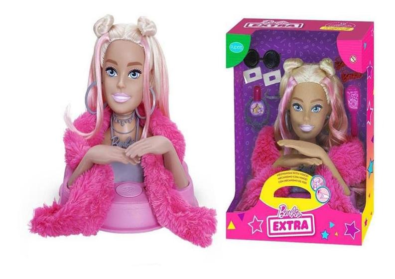 Imagem de Boneca Barbie Busto Extra Styling Head Fala 12 Frases C/ Esmalte e Acessórios Licenciado - Pupee Bri