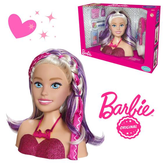 Imagem de Boneca Barbie Busto Para Pentear e Maquiar Com Acessórios Salão De Beleza