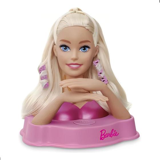 Imagem de Boneca Barbie Busto Salão Pentear Maquiar com Mãos Voz Fala