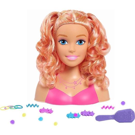 Imagem de Boneca Barbie Cabeça Styling Loira 17 Peças - Pronta Para Penteados e Diversão