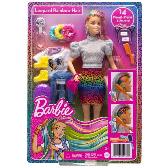 Imagem de Boneca Barbie Cabelo Arco-iris De Leopardo -  Mattel