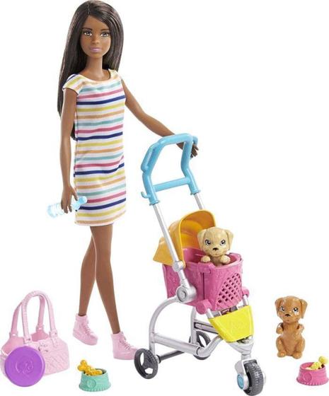 Imagem de Boneca Barbie Carrinho de Cachorrinhos Negra GHV93 Importada Mattel