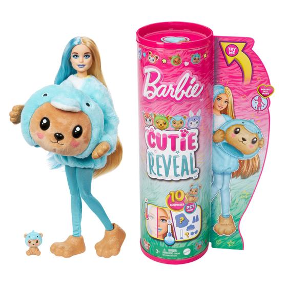 Imagem de Boneca Barbie Cutie Reveal C/ Fantasia de Bicho de Pelúcia e Pet - Mattel