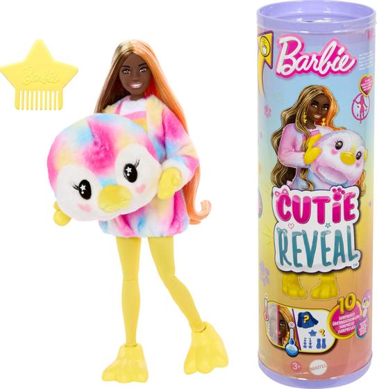 Imagem de Boneca Barbie Cutie Reveal Color Dream com fantasia de pinguim