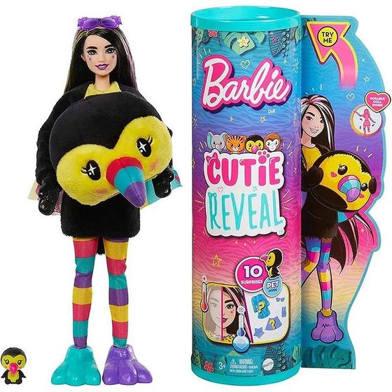 Boneca Barbie Cutie Reveal na Selva Tucano com Pet e 10 Surpresas - HKP97 HKR00 - Mattel Menor preço em Boneca Barbie Cutie Reveal na Selva Tucano com Pet e 10 Surpresas - HKP97 HKR00 - Mattel