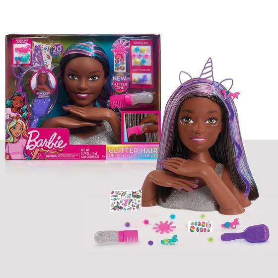Imagem de Boneca Barbie Deluxe Styling Head - 20 Acessórios, Cabelo Preto