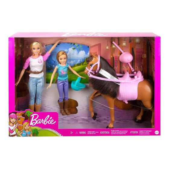 Imagem de Boneca Barbie E Stacie Liçoes Montar A Cavalo Mattel - Gxd65