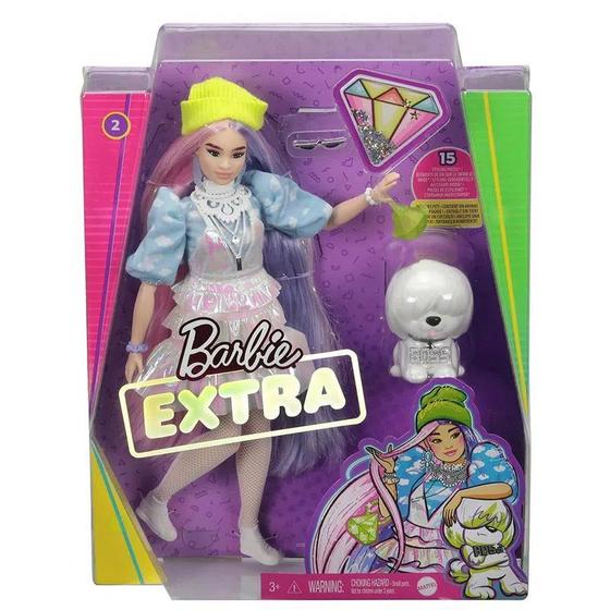 Imagem de Boneca Barbie Extra Cabelo Duas Cores Com Pets - Mattel