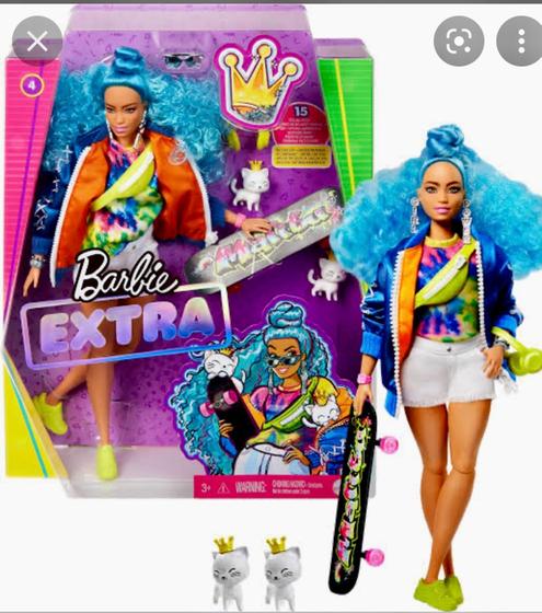 Imagem de Boneca Barbie Extra com Animal de Estimação - Cabelo Azul com Skate Grn30
