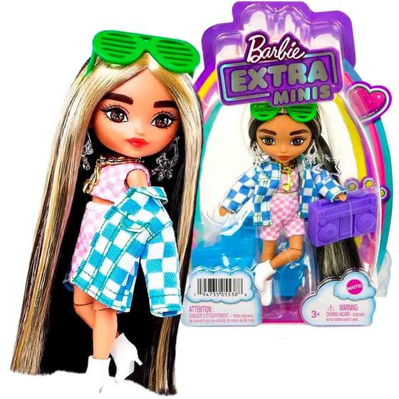 Imagem de Boneca Barbie Extra Minis Cabelo com Mechas + Acessórios 14cm - Mattel HGP62