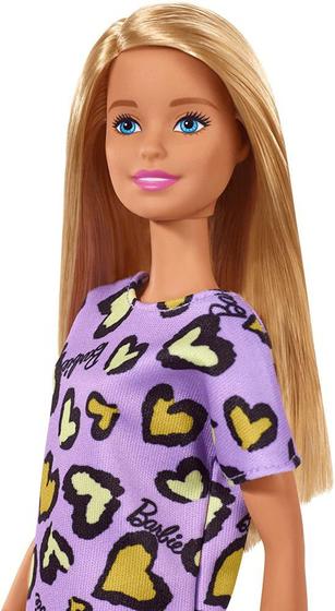 Imagem de Boneca Barbie Fashion Colecionável - Loira Vestido Roxo/Amarelo 30cm