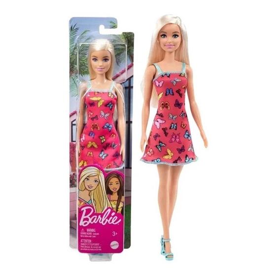 Imagem de Boneca Barbie Fashion Loira Vestido Rosa Mattel