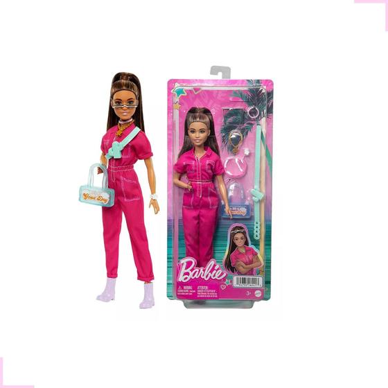 Imagem de Boneca Barbie Fashion Macacão Rosa Filme Com Acessórios Infantil Coleção