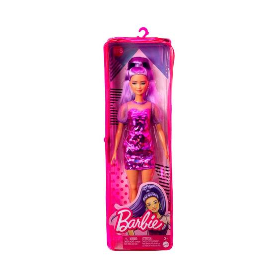 Imagem de Boneca Barbie Fashionista 178 Vestido Com Tule Roxo HBV12 - Mattel