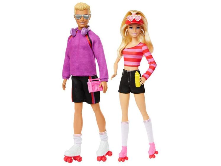 Imagem de Boneca Barbie Fashionista Conjunto Barbie e Ken - de Patins com Acessórios Mattel 2 Unidades