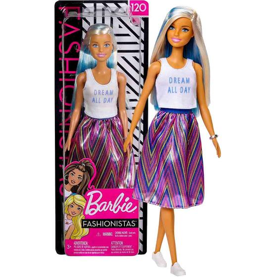 Imagem de Boneca Barbie Fashionista Loira com Mecha Azul - Modelo 120 - Mattel FXL53