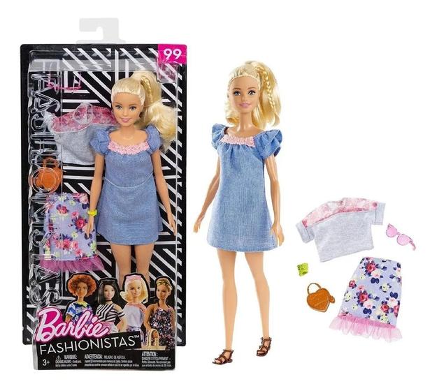Imagem de Boneca Barbie Fashionista Loira Com Roupinhas e Acessórios Modelo 99 Mattel