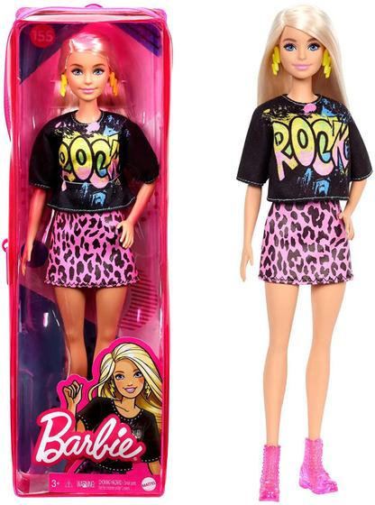 Boneca Barbie Fashionista Loira - Roupa de Rock - Mattel - Boneca Barbie - Magazine Luiza