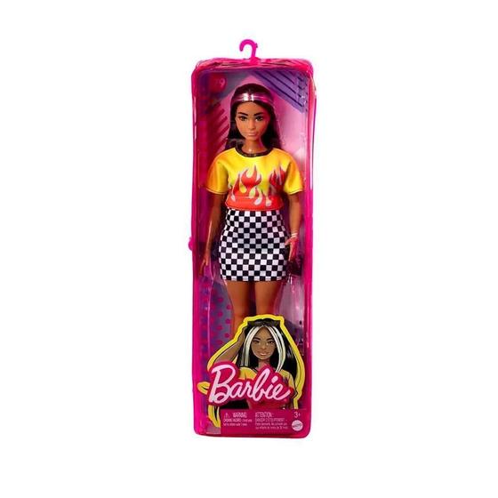 Imagem de Boneca Barbie Fashionista Saia Xadrez Negra -