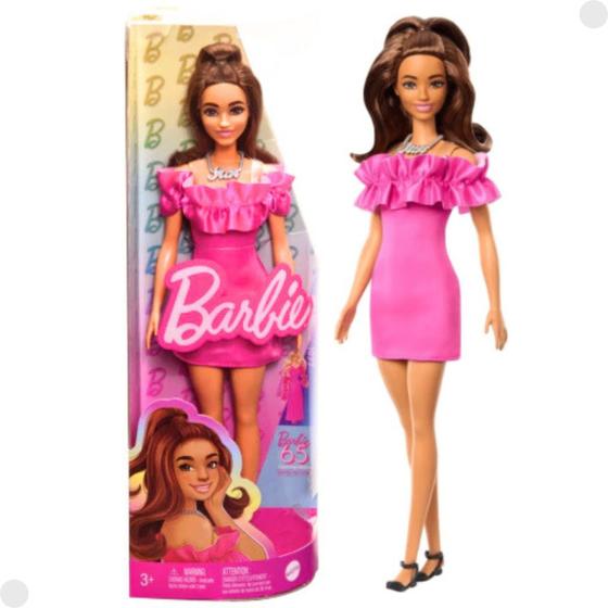 Imagem de Boneca Barbie Fashionistas Vestido Rosa Articulada 217 HRH15 - Mattel