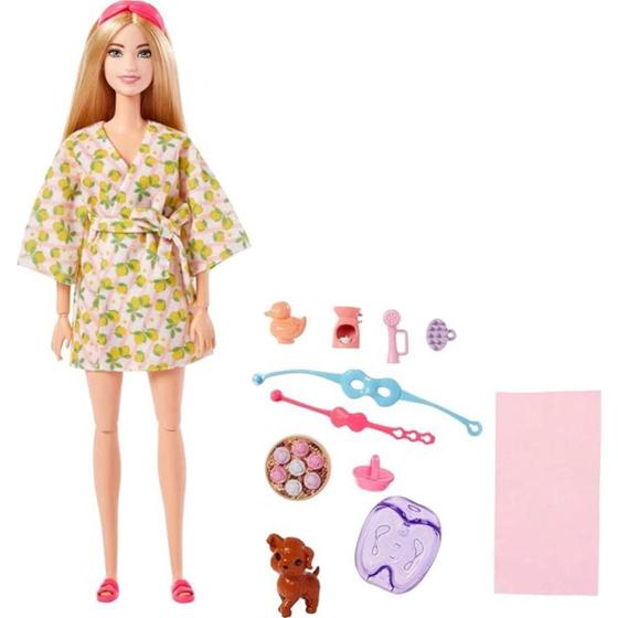 Imagem de Boneca Barbie Loira Autocuidado Dia De Spa Pet Acessórios