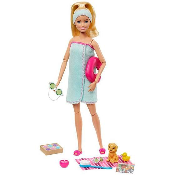 Imagem de Boneca Barbie Loira Dia De Spa Com Filhote De Cachorrinho + Acessórios Original Mattel