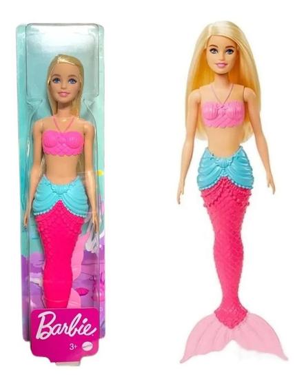 Imagem de Boneca Barbie Loira Dreamtopia Sereia Cauda Pink Rosa