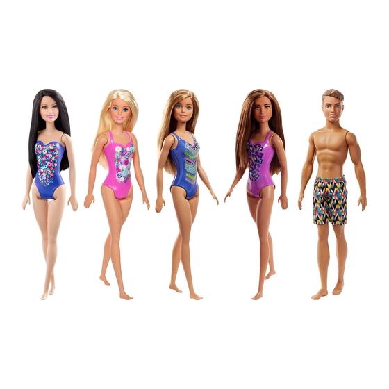 Imagem de Boneca Barbie, Loira, Vestindo Maiô Floral Rosa e Azul, para Crianças de 3 a 7 Anos