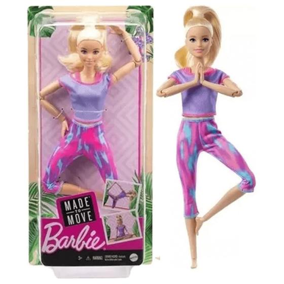 Boneca Barbie Made To Move Aula De Yoga Loira Mattel FTG80 Boneca Barbie Magazine Luiza