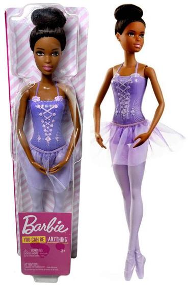 Imagem de Boneca Barbie Menina Quero Ser Bailarina Clássica Morena Negra - Roupa Roupinha Lilás - Mattel