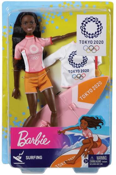 Imagem de Boneca Barbie Negra Esportes Surf Surfista Olimpíadas Tokyo 2020 Made To Move Articulada - Mattel