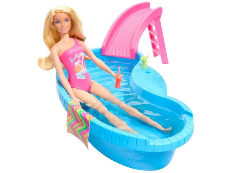 Imagem de Boneca Barbie Piscina Glam com Piscina - Escorregador e Toalha Mattel