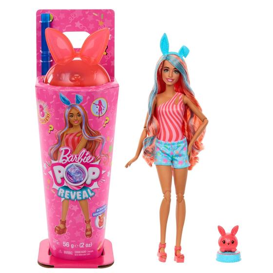 Boneca Barbie Pop Reveal Série Shake Festa Animal - Boneca + Copo + Slime - Color Change Mattel