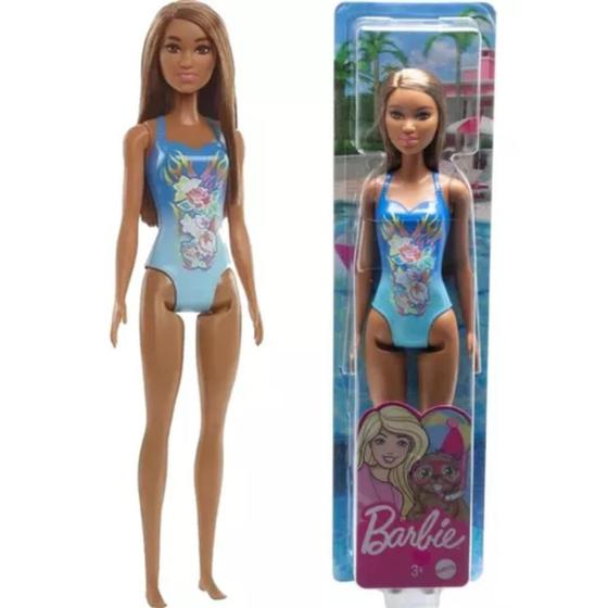 Imagem de Boneca Barbie Praia Morena Florida Roupa Maiô Praia Mattel