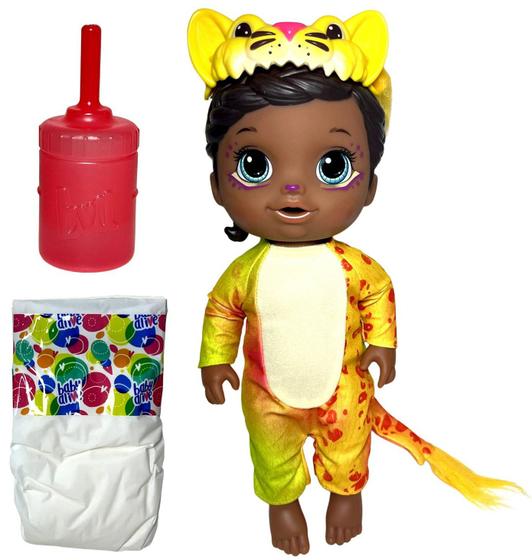 Imagem de Boneca Bebê Baby Alive Menina Morena Negra - Rainbow Wildcats - Fantasia Leão Leãozinho - Com Mamadeira E Fraldinha - Faz Xixi - Hasbro